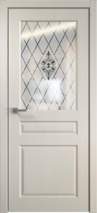 Межкомнатная дверь Корона К7 ДО гравировка с витражом